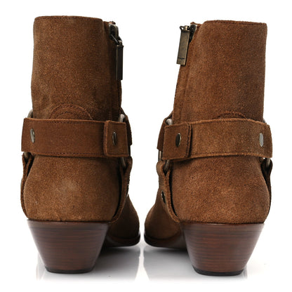Saint Laurent Suede Curtis Harness Ankle Booties 37 Noisette 6 of 16