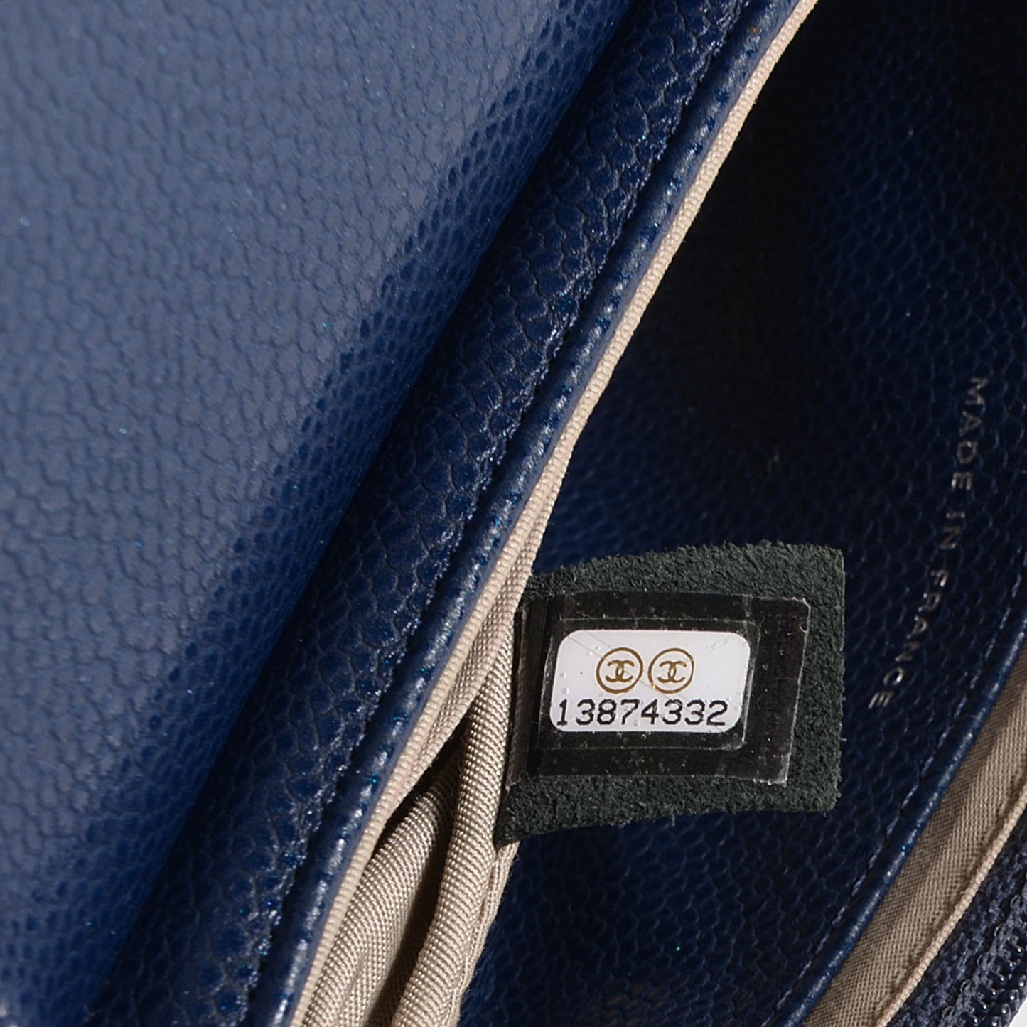 Caviar Half Moon Wallet On Chain WOC Navy Blue