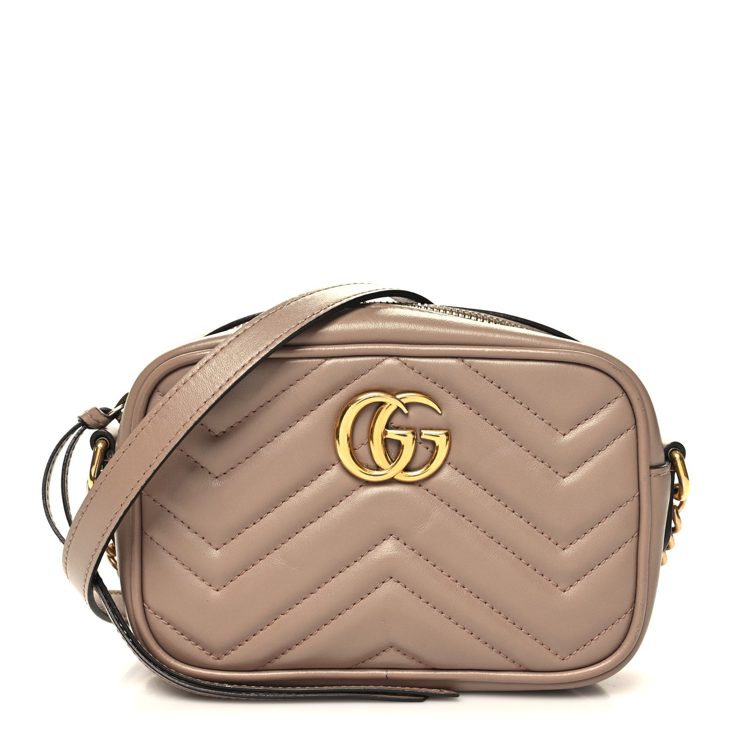 Calfskin Matelasse Mini GG Marmont Chain Shoulder Bag Porcelain Rose
