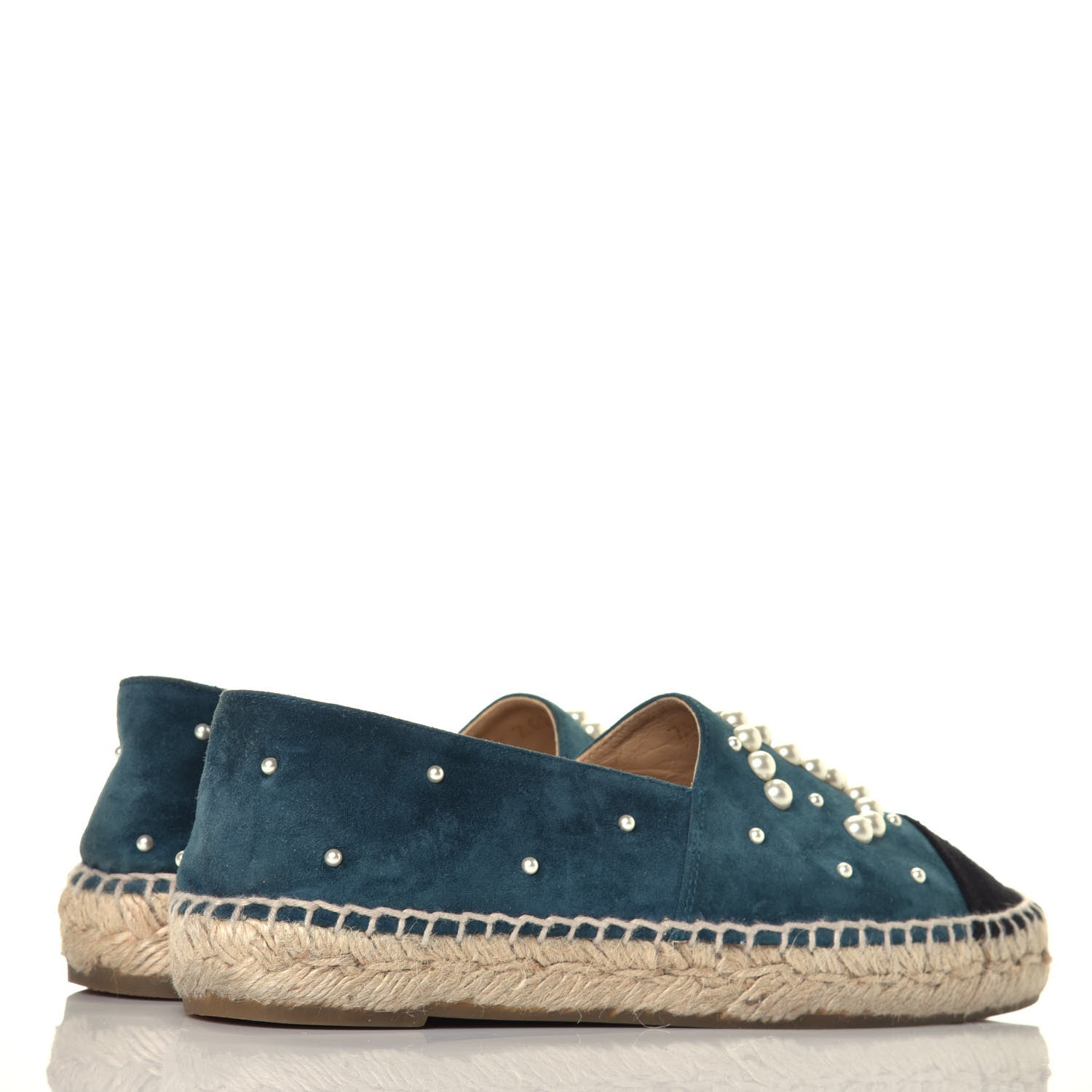 Chanel Suede Pearl CC Espadrilles 36 Teal 4 of 8