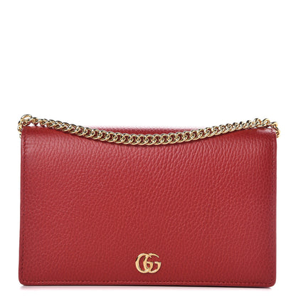 Gucci Dollar Calfskin Mini GG Marmont Chain Wallet Hibiscus Red 1 of 8