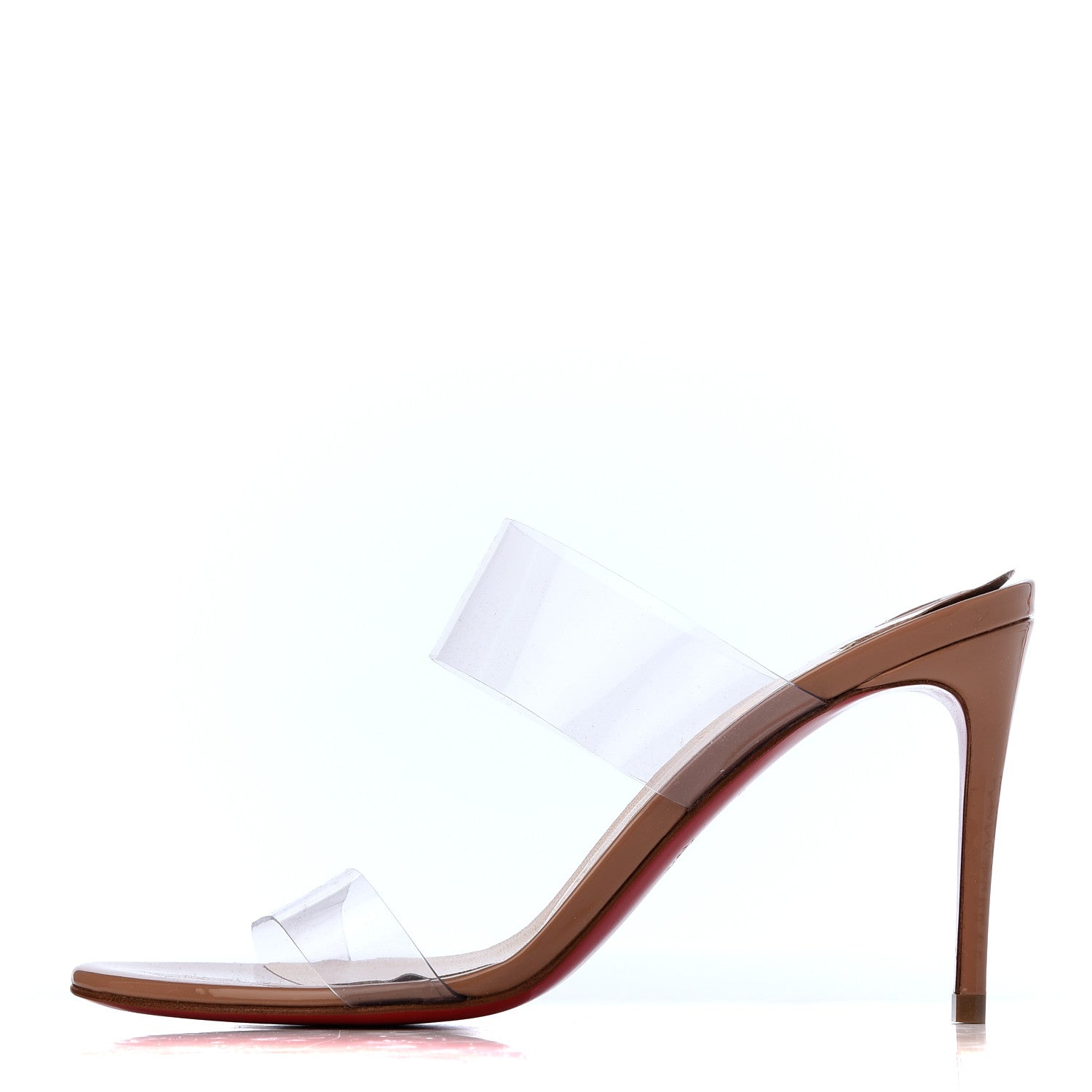 Christian Louboutin Patent PVC Just Nothing 85 Slide Sandals 35 Nude 1 of 13