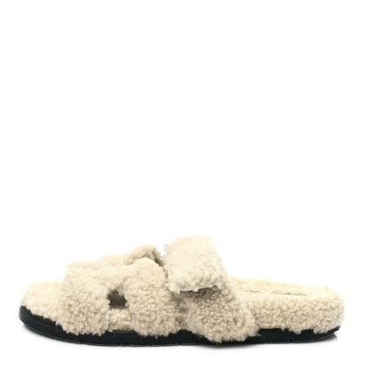 Hermes Woolskin Womens Chypre Sandals 39 Ecru 1 of 8