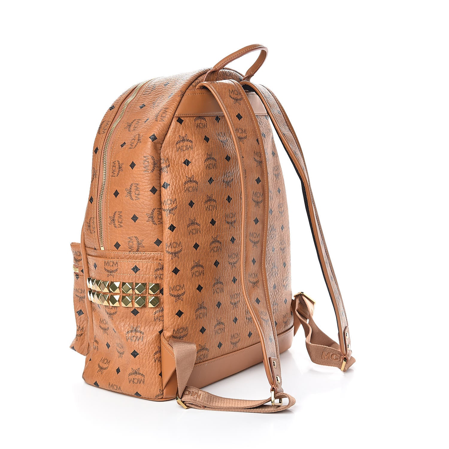 MCM Visetos Large Side Studs Stark Backpack Cognac 3 of 9