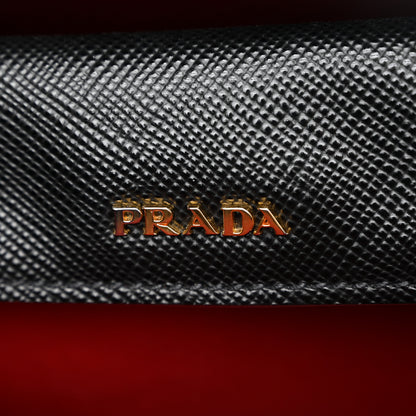 Prada Saffiano Cuir Medium Double Bag Black Fuoco 6 of 11
