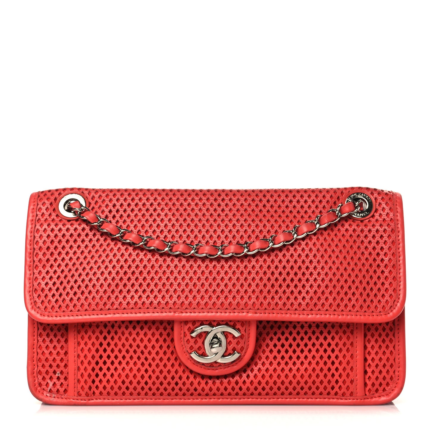 Perforated Calfskin Up In The Air Flap Red