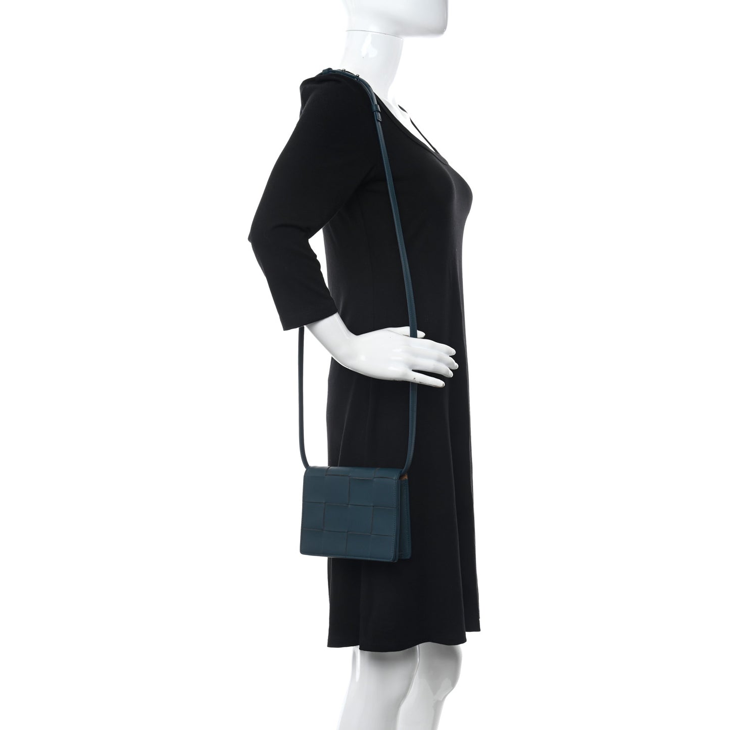 Lambskin Maxi Intrecciato Mini Cassette Crossbody Bag Petrol Blue