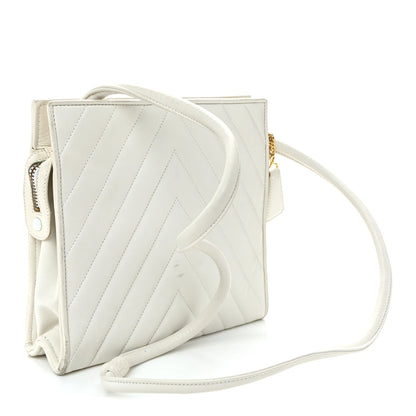Chanel Lambskin Chevron Quilted CC Shoulder Bag White 3 of 10