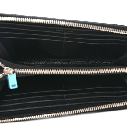 Saint Laurent Grain De Poudre Matelasse Chevron Monogram Zip Around Wallet Black 5 of 7