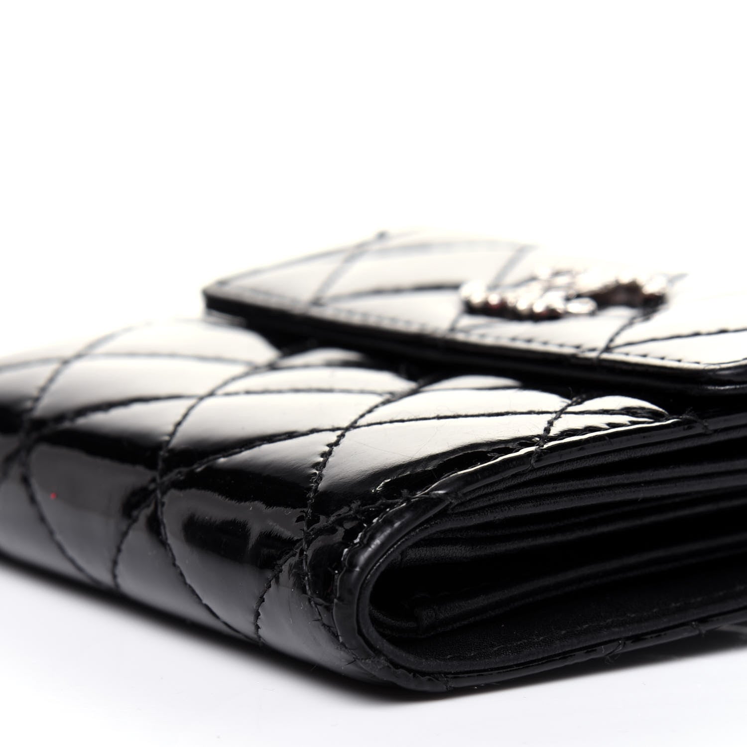Chanel Patent Quilted Brilliant French Flap Wallet Black 12 of 17