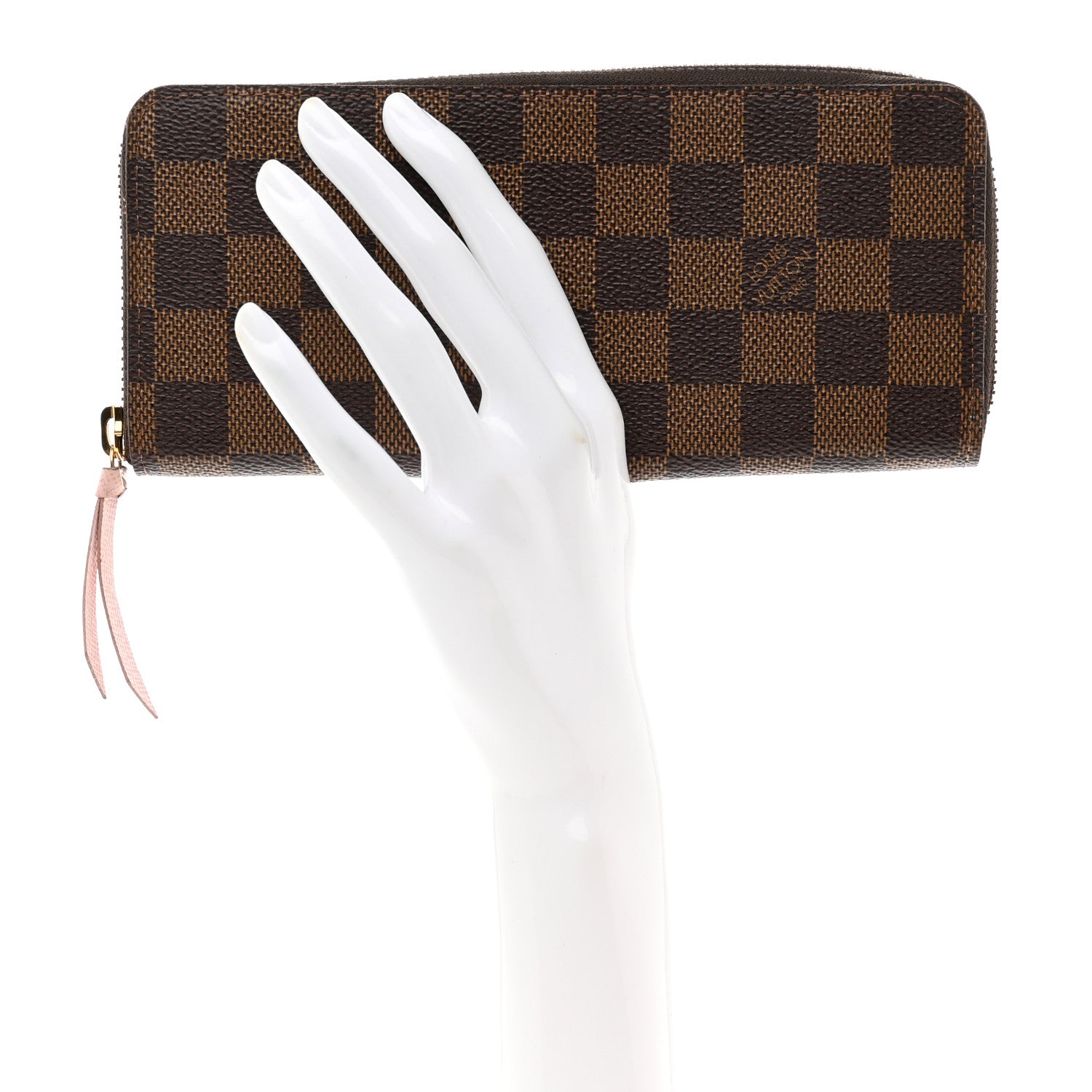 Louis Vuitton Damier Ebene Clemence Wallet Rose Ballerine 2 of 7