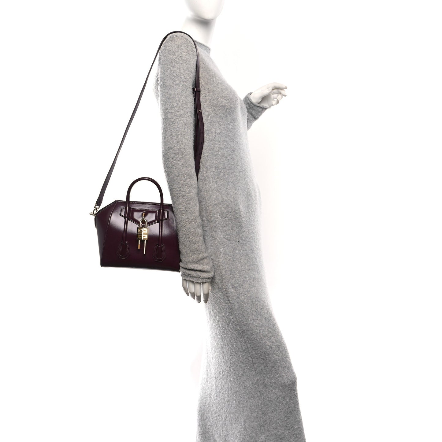 Box Calfskin Mini Lock Antigona Oxblood Red
