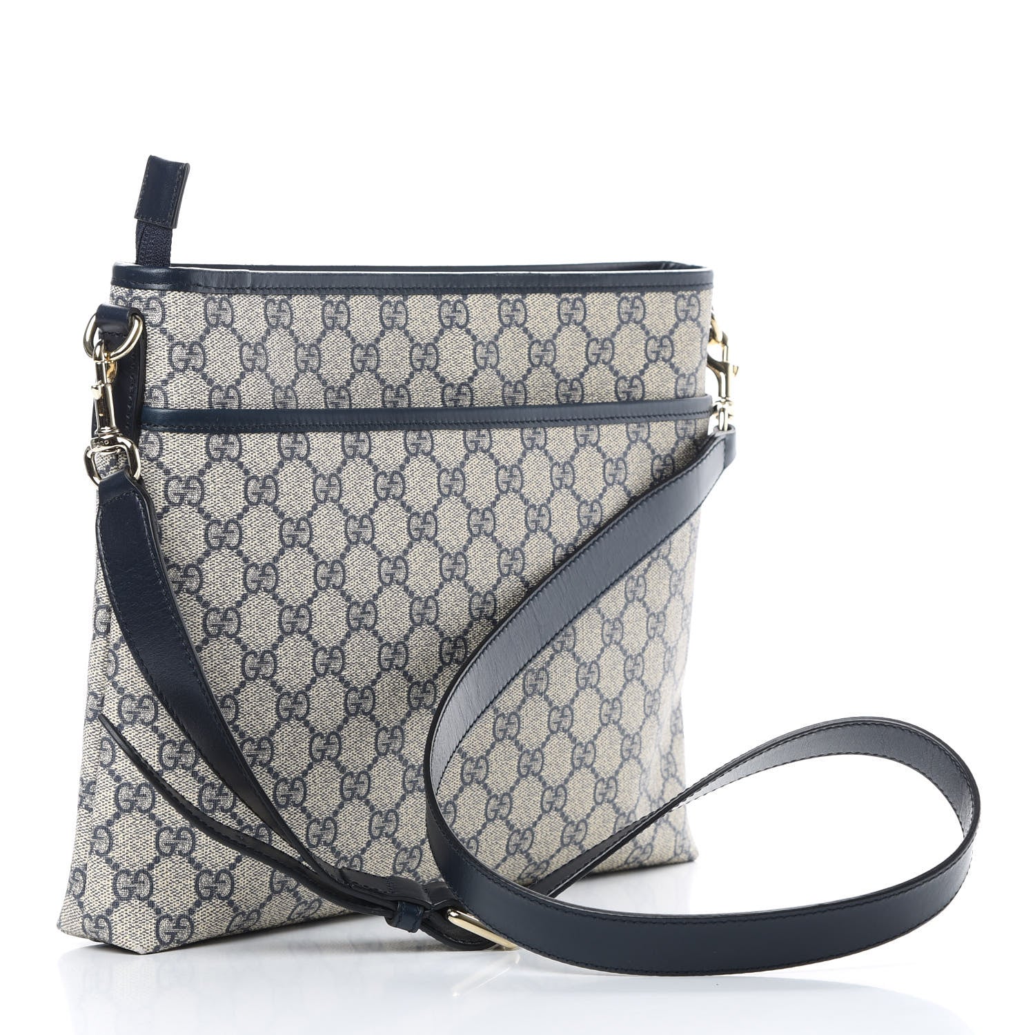 Gucci GG Plus Monogram Medium Flat Messenger Bag Navy 3 of 13