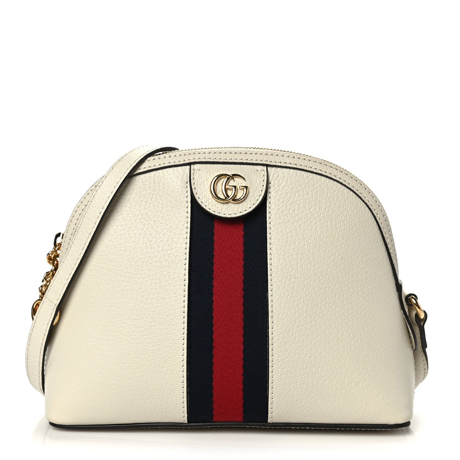 Gucci Textured Dollar Calfskin Web Small Ophidia Dome Shoulder Bag Mystic White 1 of 9
