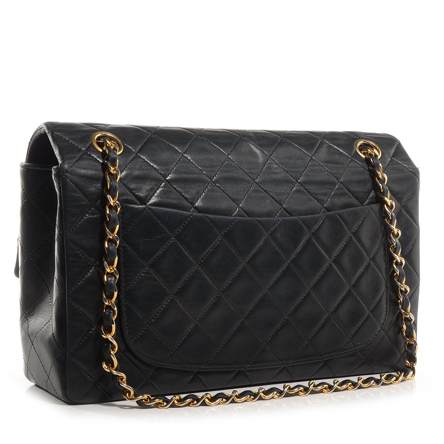 Lambskin Medium Single Flap Black