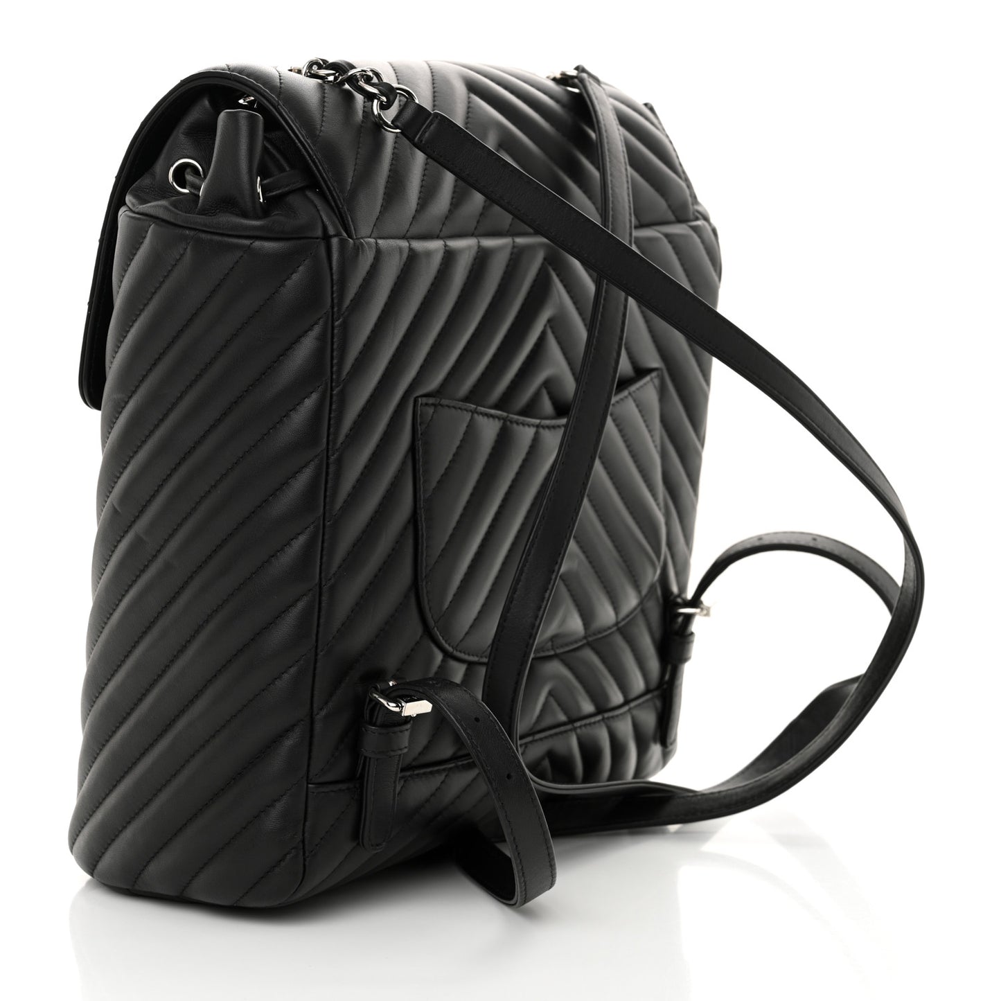 Calfskin Chevron Quilted Large Urban Spirit Backpack Black