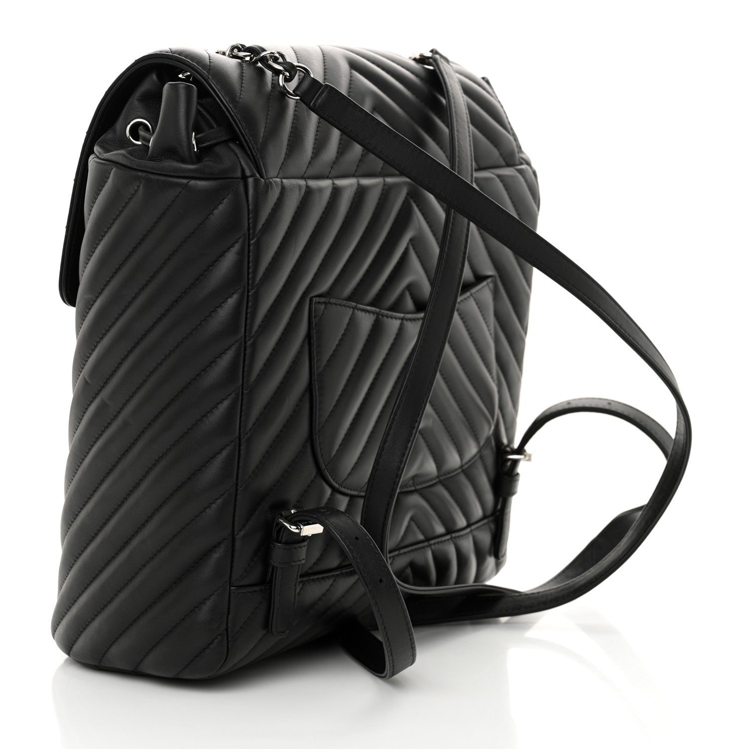 Chanel Calfskin Chevron Quilted Large Urban Spirit Backpack Black 3 of 11