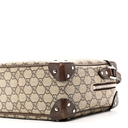 Gucci GG Supreme Monogram Textured Calfskin Square Messenger Bag Beige Ebony New Acero 10 of 11