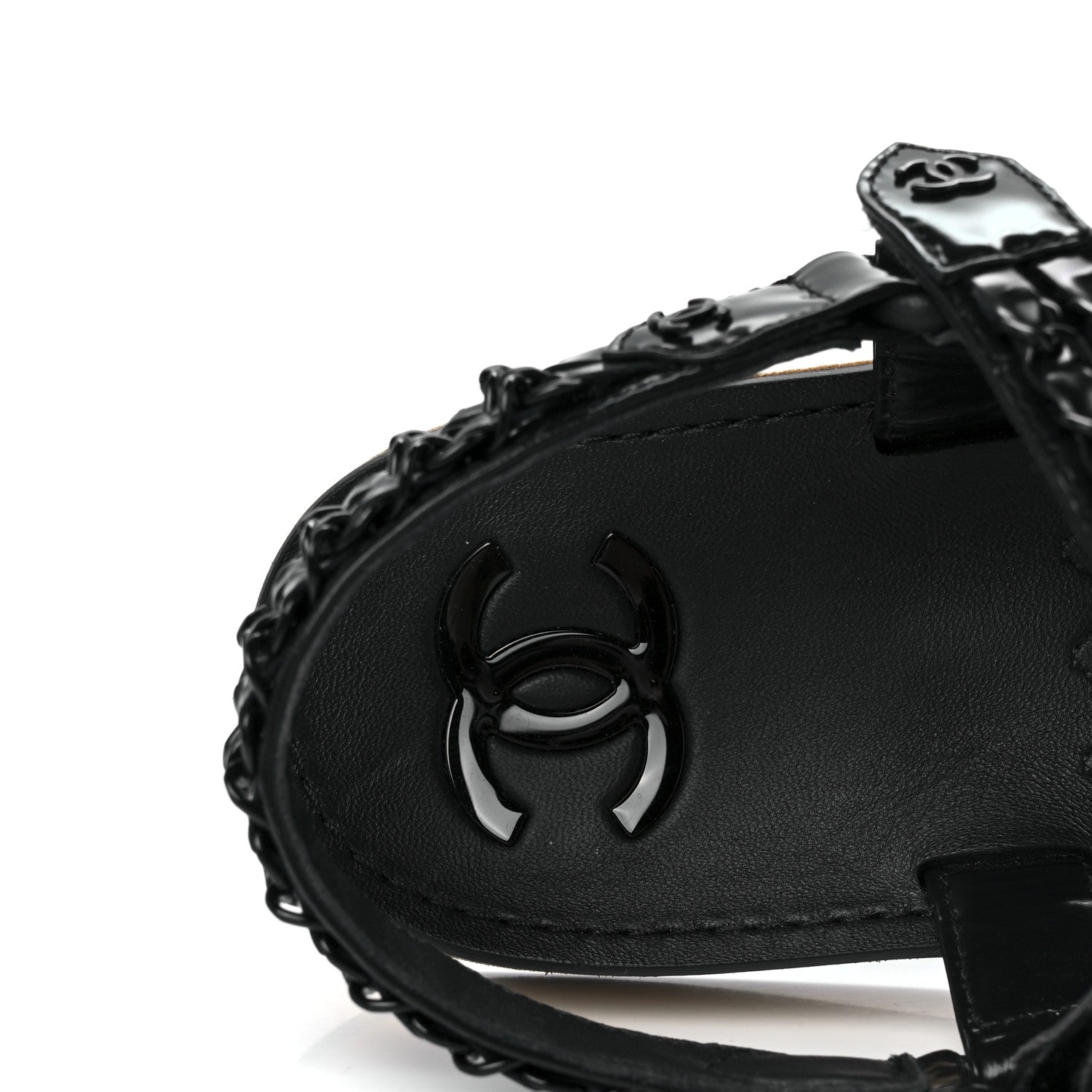 Chanel Laminated Goatskin Chain Sandals 41 Black 41 Black 7 of 9