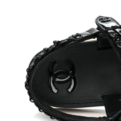 Chanel Laminated Goatskin Chain Sandals 41 Black 41 Black 7 of 9