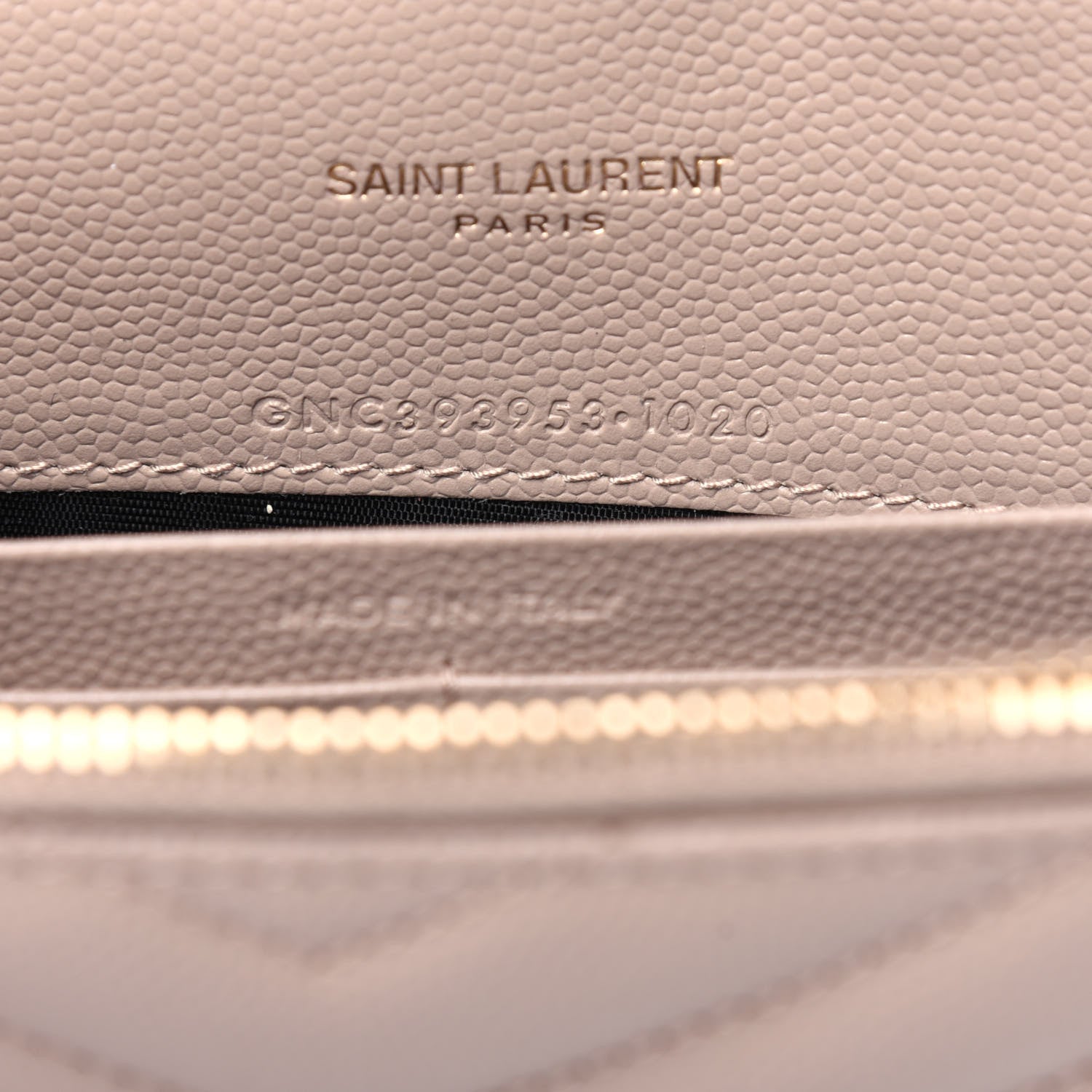 Saint Laurent Grain De Poudre Matelasse Chevron Monogram Envelope Chain Wallet Dark Beige 7 of 13