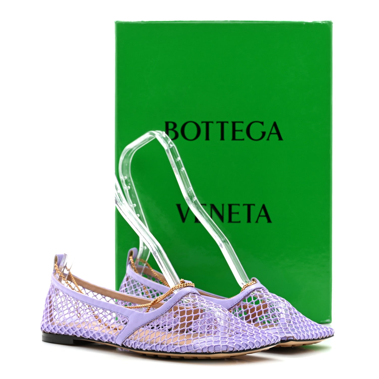 Bottega Veneta Mesh Calfskin Chain Stretch Ballerina Flats 37 Amethyst 9 of 9