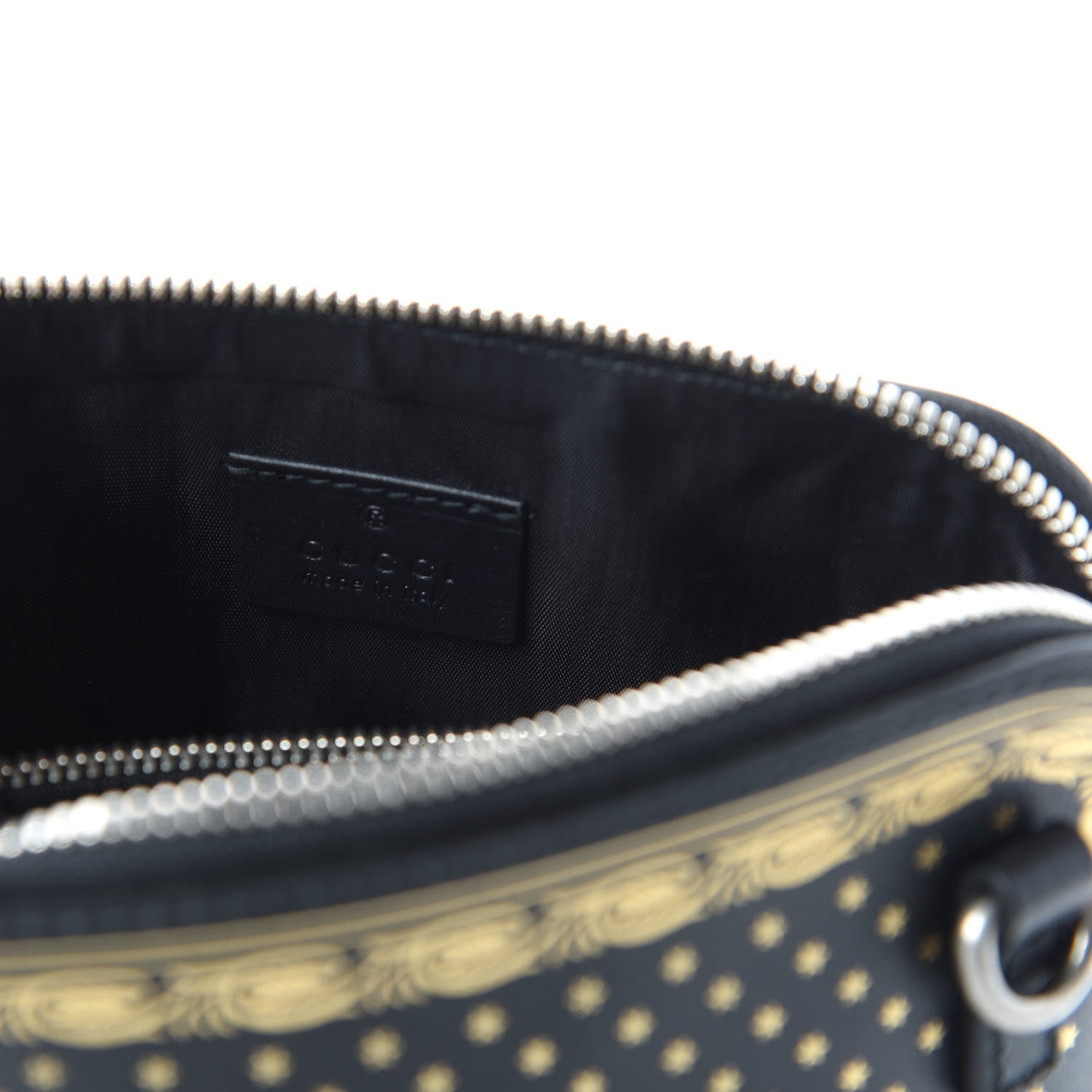 Gucci X SEGA Calfskin GUCCY Stars Mini Dome Shoulder Bag Black Gold 8 of 10