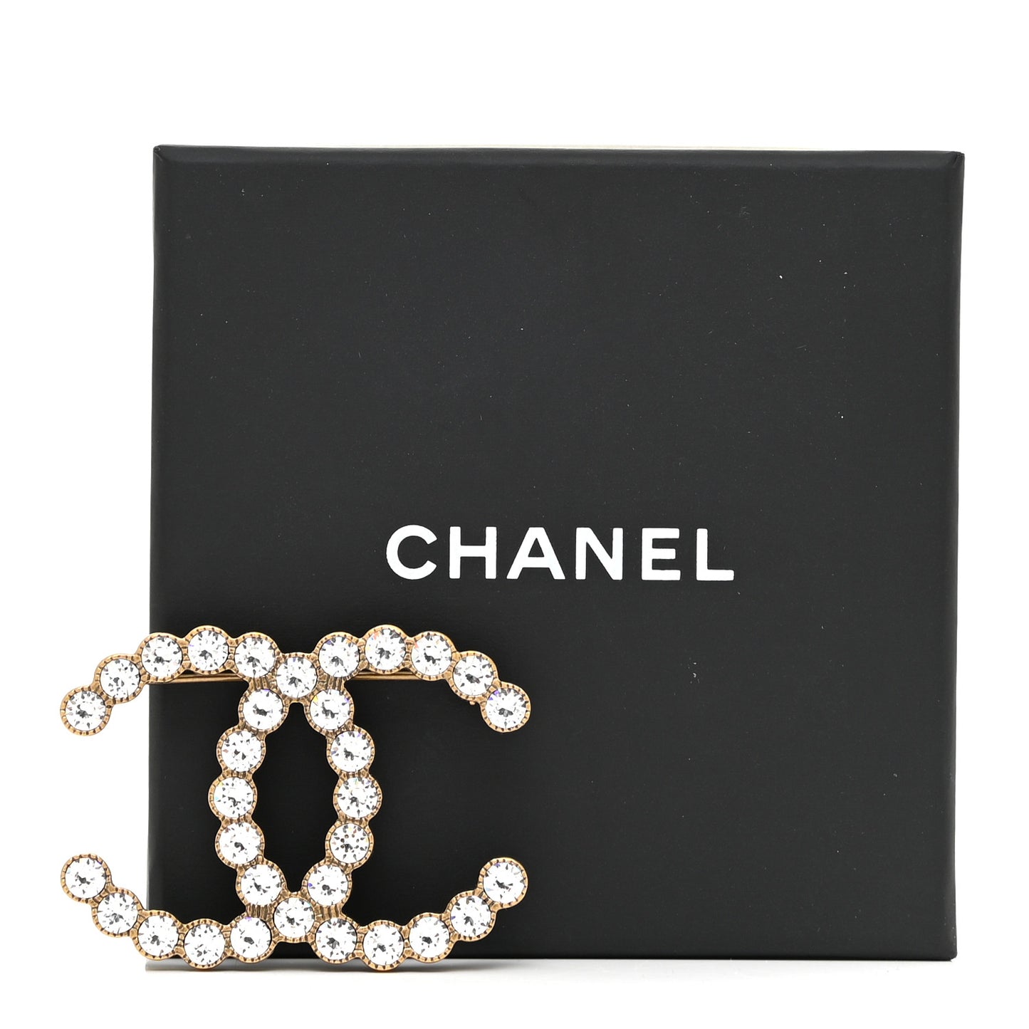 Crystal CC Brooch Light Gold