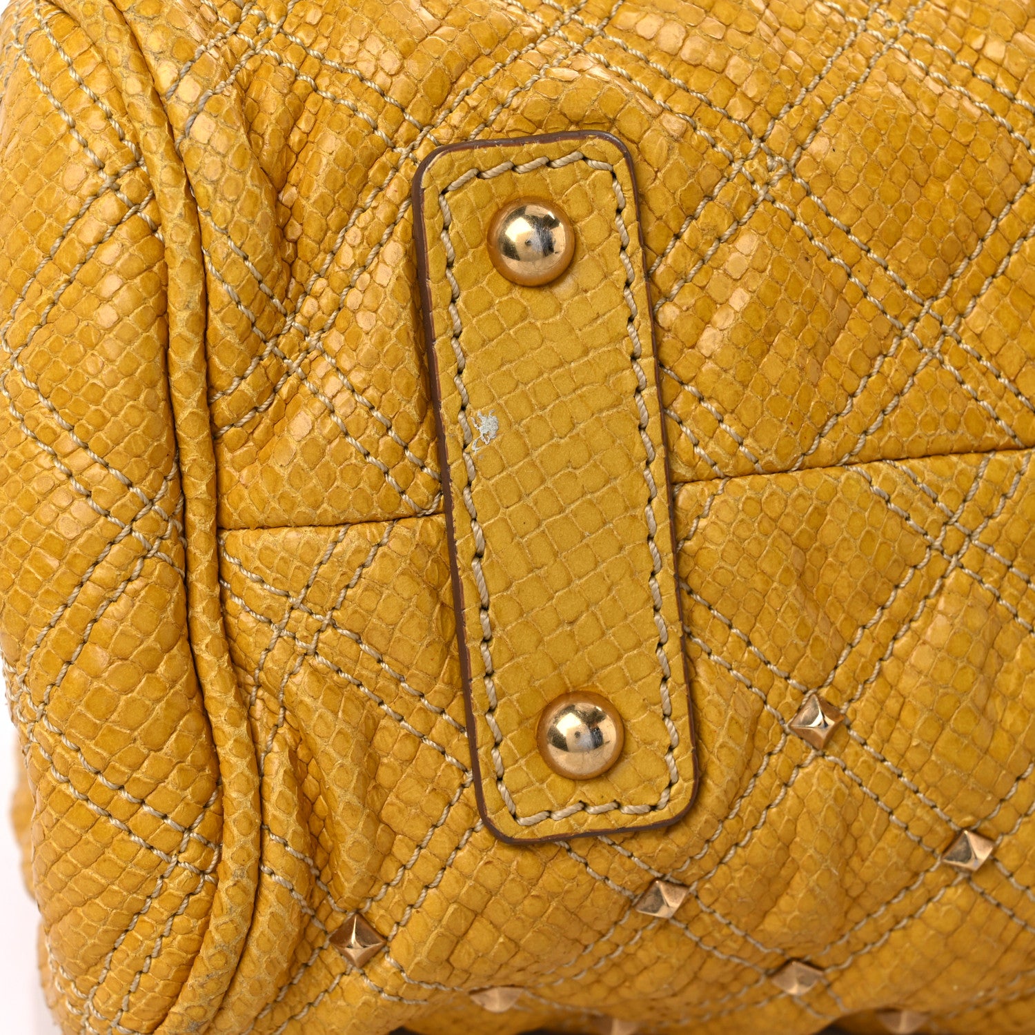 Marc Jacobs Python Embossed Calfskin Quilted Studded Stam Yellow 15 of 21
