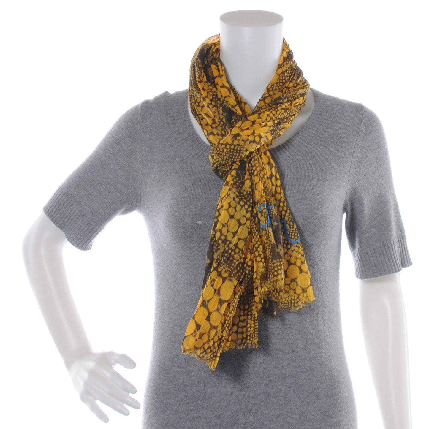 Cotton Monogram Kusama Infinity Dots Pareo Scarf Yellow