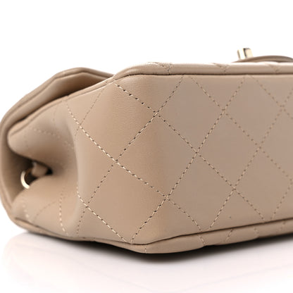 Chanel Lambskin Quilted Mini Rectangular Flap Dark Beige 8 of 9
