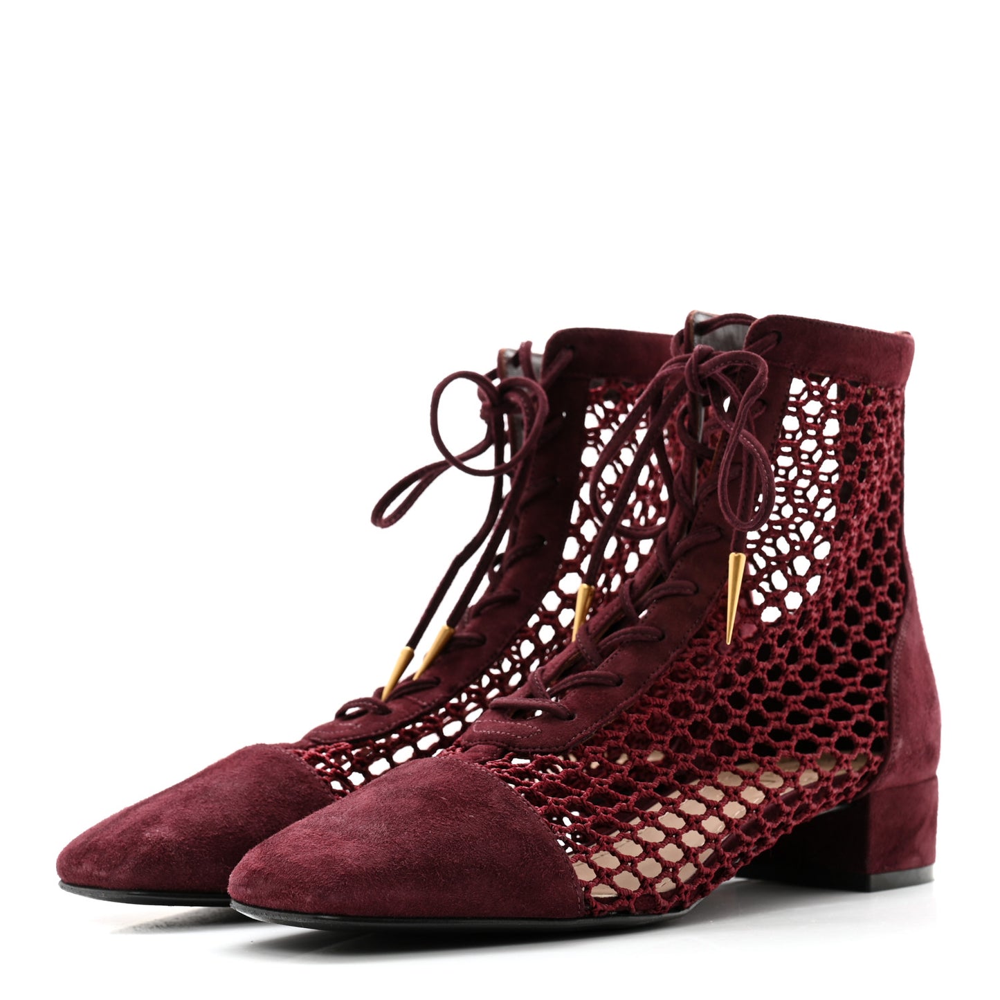 Suede Resille Naughtily-D 30mm Ankle Boots 35.5 Rouge Noir