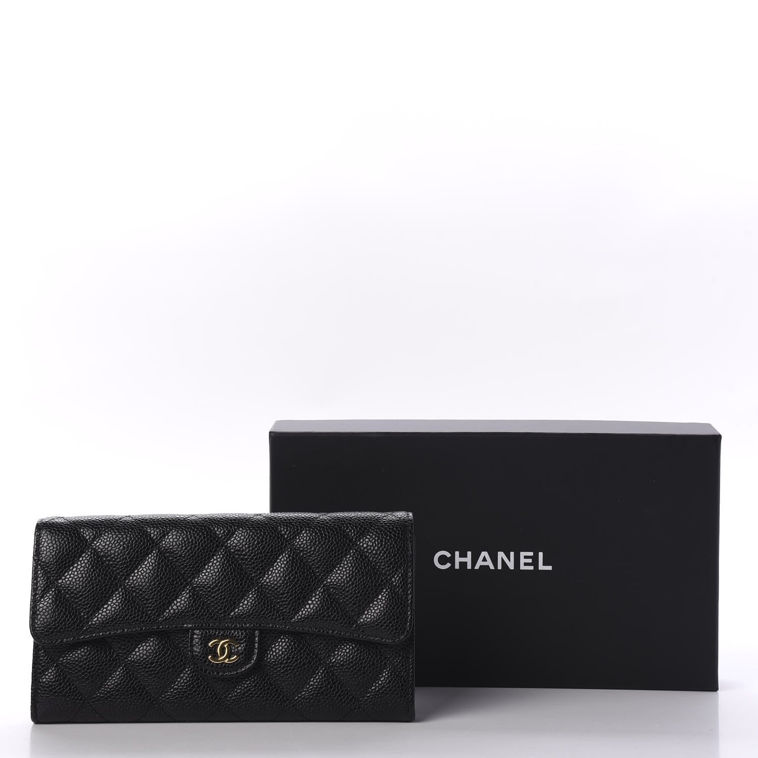 Chanel Caviar Quilted Large Gusset Flap Wallet Black 10 of 10