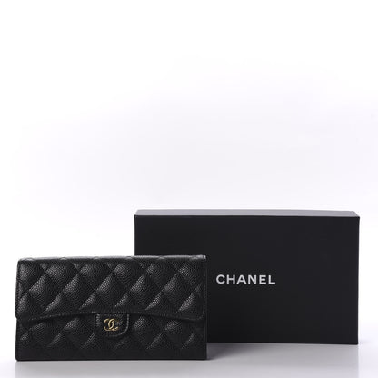 Chanel Caviar Quilted Large Gusset Flap Wallet Black 10 of 10