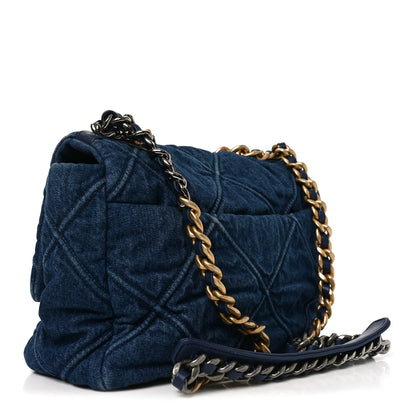 Chanel Denim Quilted Large Chanel 19 Flap Blue 3 of 10