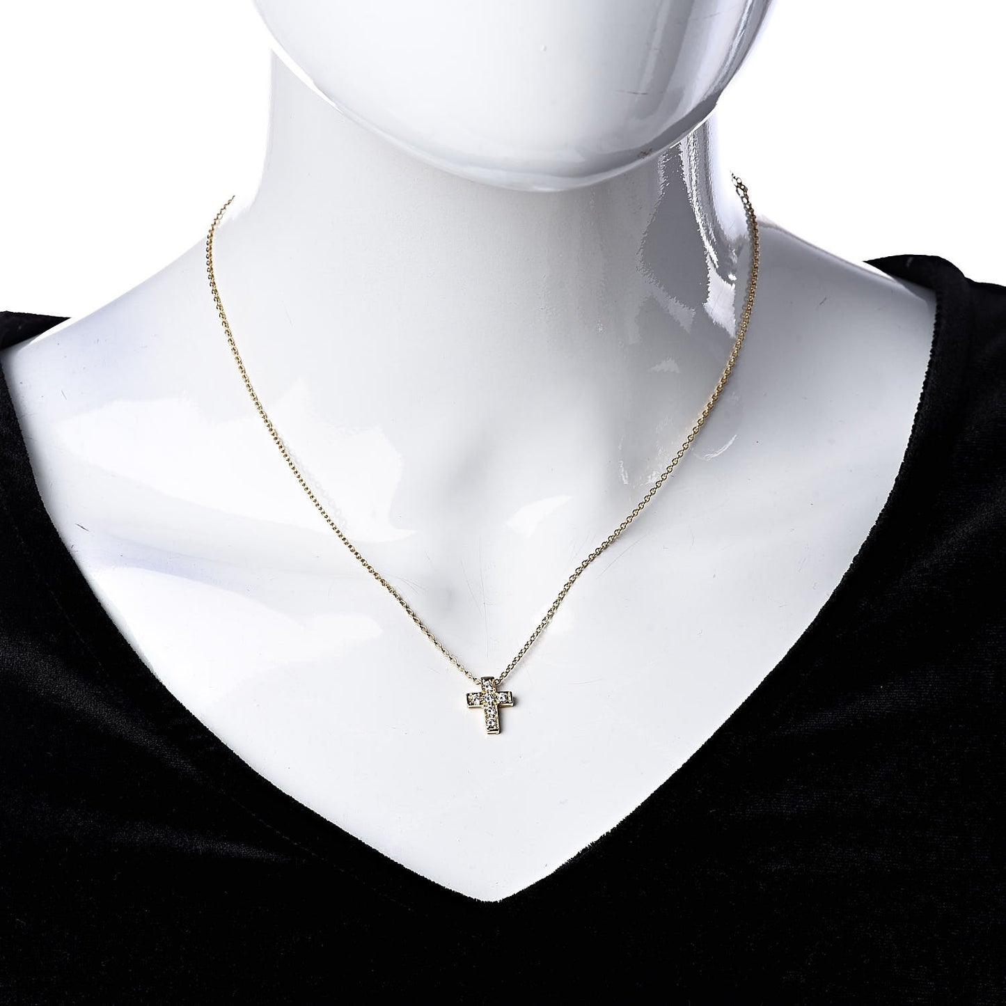 18K Yellow Gold Diamond Cross Pendant Necklace