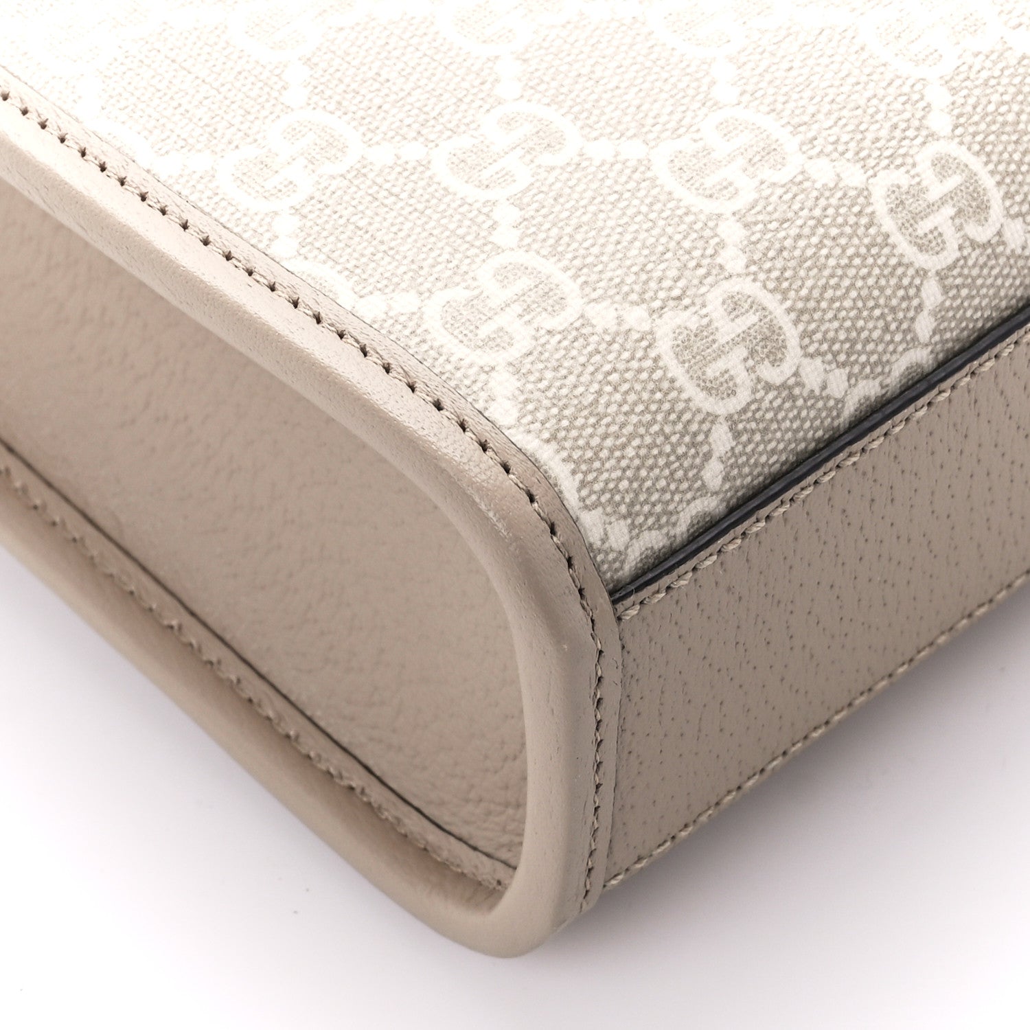 Gucci GG Supreme Monogram Textured Dollar Calfskin Mini Retro Interlocking G Tote Bag Beige Mystic White Oatmeal 9 of 10