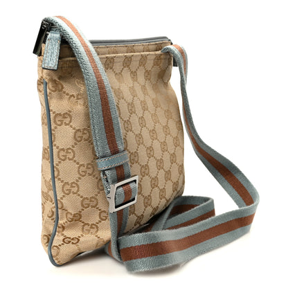 Gucci Monogram Web Small Flat Messenger Bag Blue 3 of 11