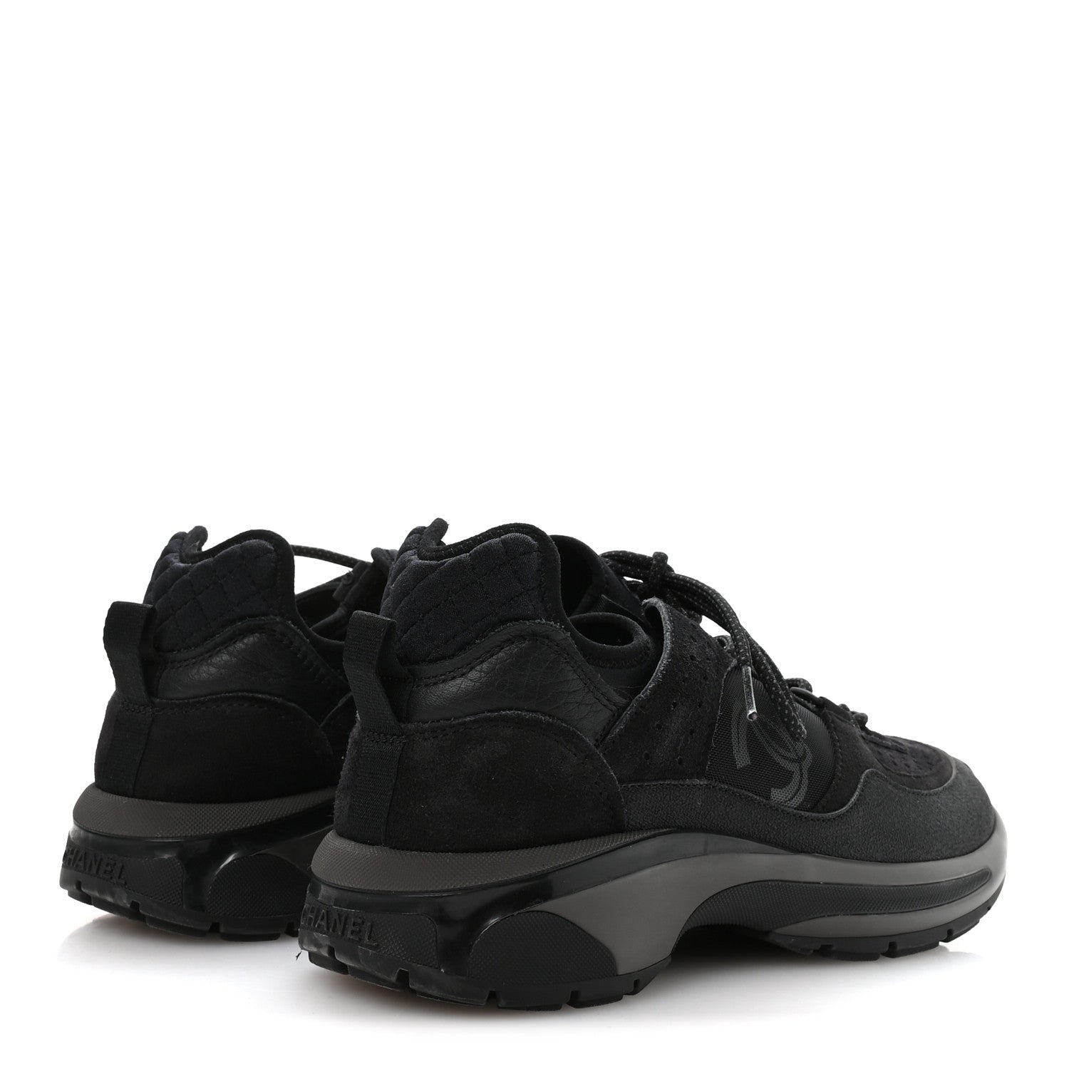 Chanel Suede Calfskin Mesh CC Sneakers 39 Black 5 of 7
