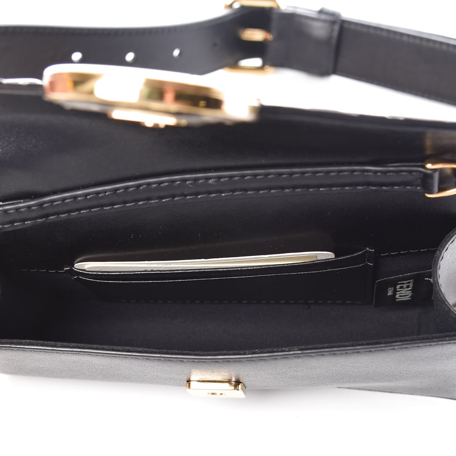 Fendi Vitello Liberty F is Fendi Bi-Color FF 1974 Embossed Envelope Belt Bag Maya Black 6 of 9