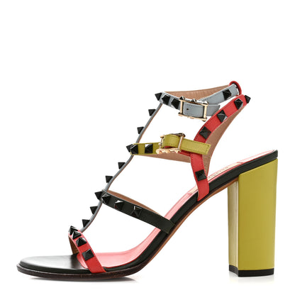 Valentino Garavani Calfskin Rockstud 90mm City Sandals 39 Coral Sky Army 1 of 10