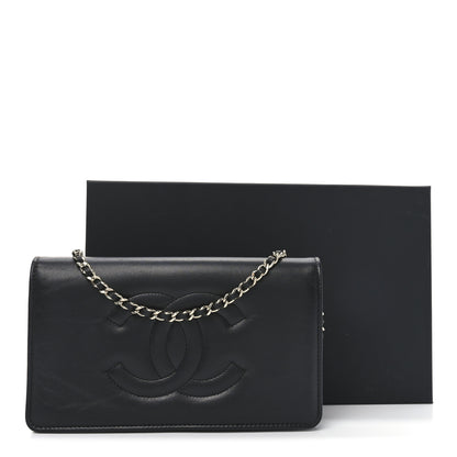 Chanel Lambskin Quilted Timeless CC Wallet On Chain WOC Black 9 of 11