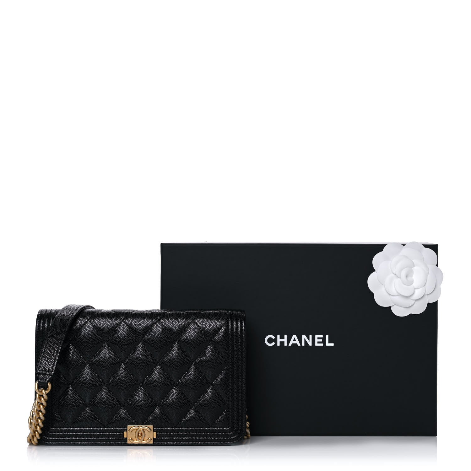 Chanel Caviar Quilted Boy Wallet On Chain WOC Black 12 of 12