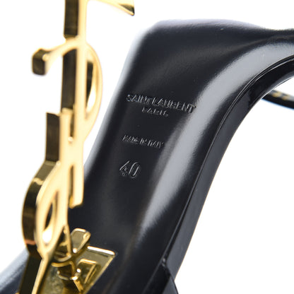 Saint Laurent Patent Calfskin Opyum 110 Sandals 40 Black Gold 6 of 8