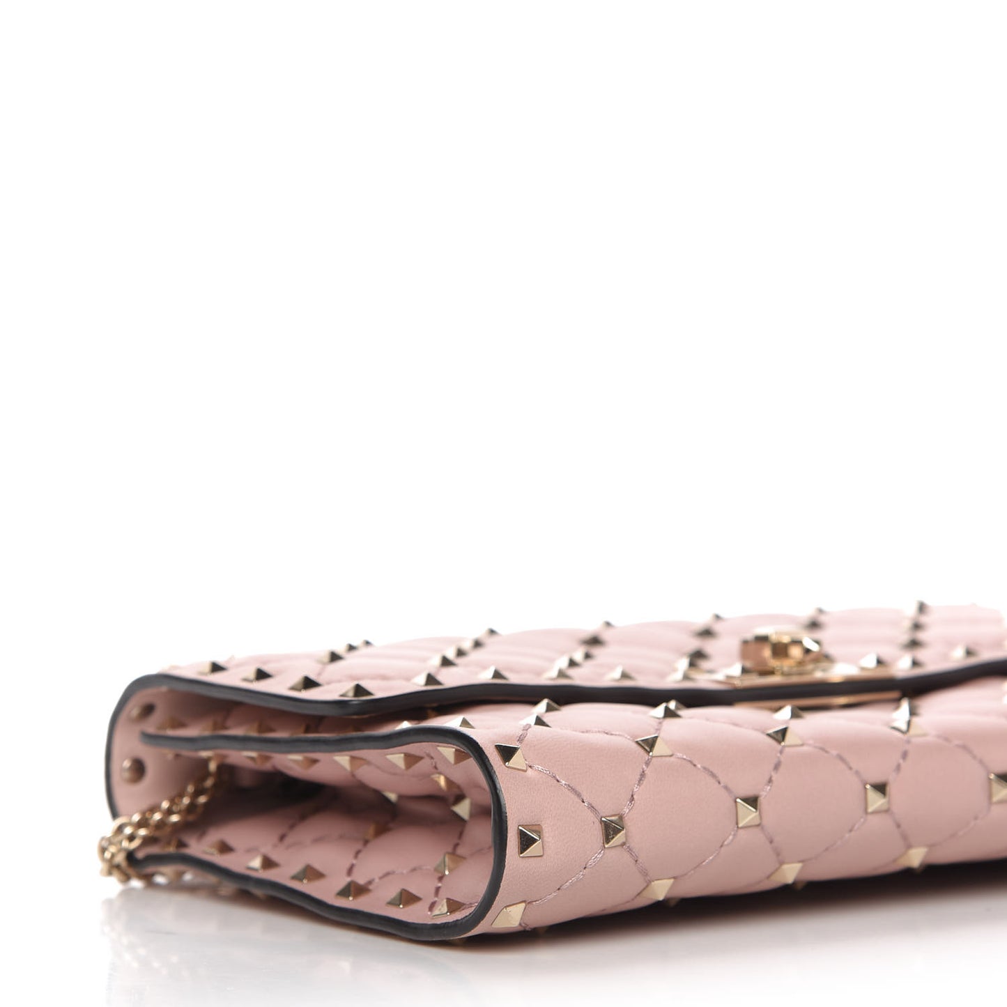 Nappa Rockstud Spike Wallet on Chain Water Rose