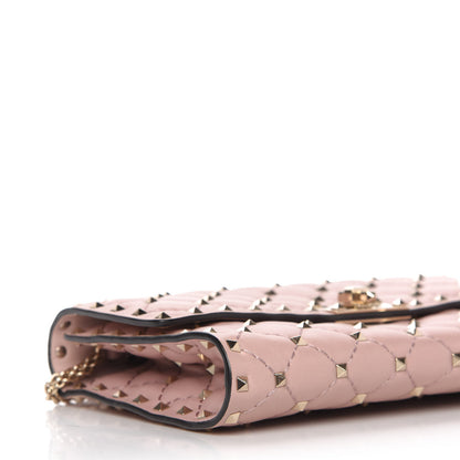 Valentino Garavani Nappa Rockstud Spike Wallet on Chain Water Rose 6 of 9