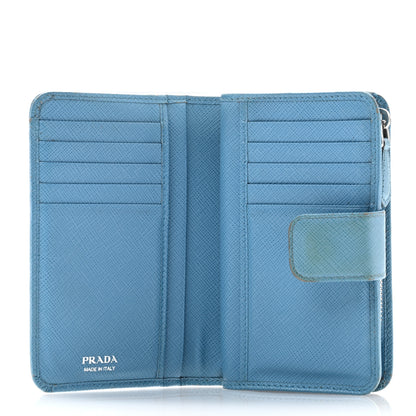 Prada Saffiano Metal Compact Wallet Mare 5 of 14