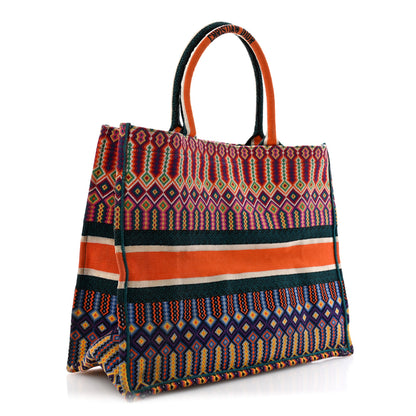 Christian Dior Canvas Embroidered Large Mexican Crafts Book Tote Orange Multicolor 3 of 12