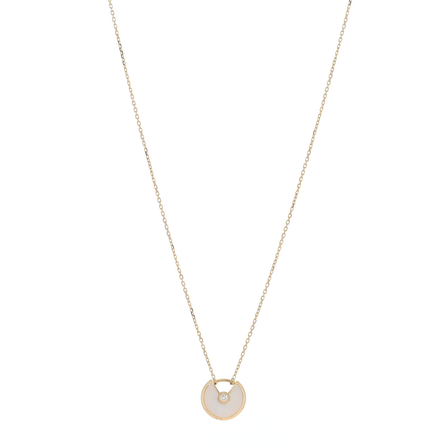 18K Yellow Gold Diamond Mother of Pearl XS Amulette de Cartier Pendant Necklace
