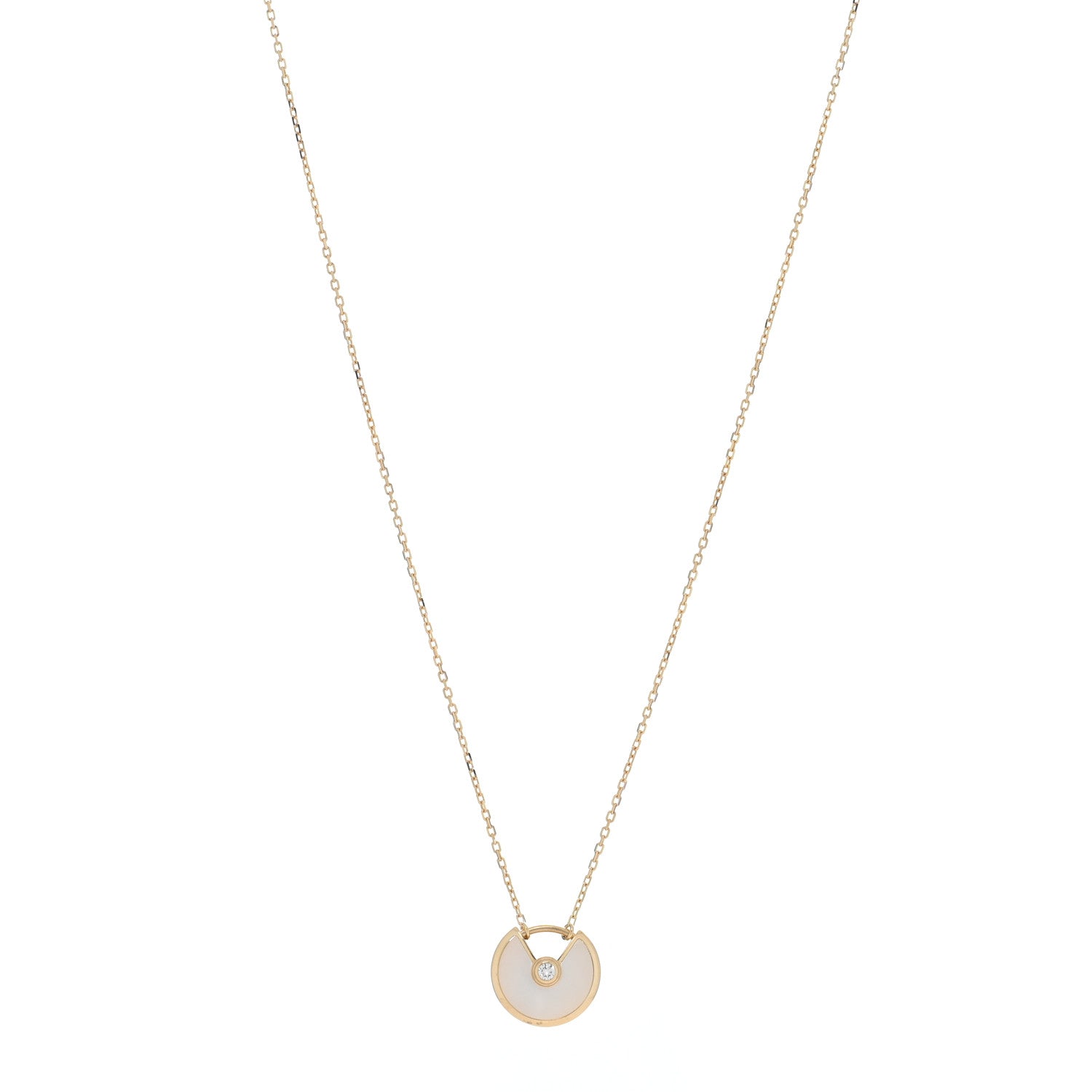 Cartier 18K Yellow Gold Diamond Mother of Pearl XS Amulette de Cartier Pendant Necklace 1 of 5